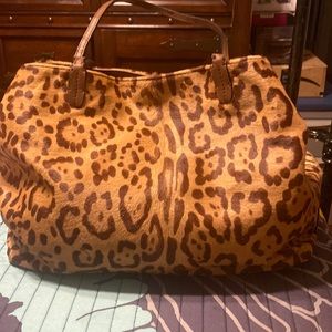 Gently used vintage Valentino, Leopard Tote Bag pre-owned.